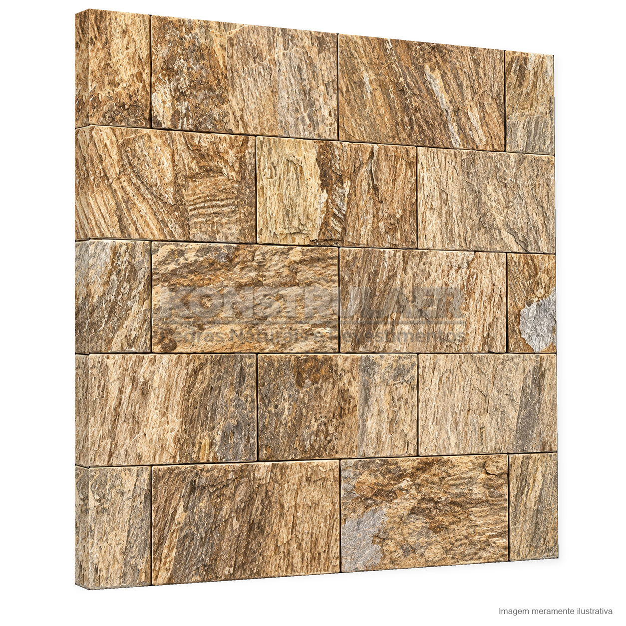 Pedra Madeira Sierra Brown Lajinha 11,5 x 23 cm — perspectiva 3D