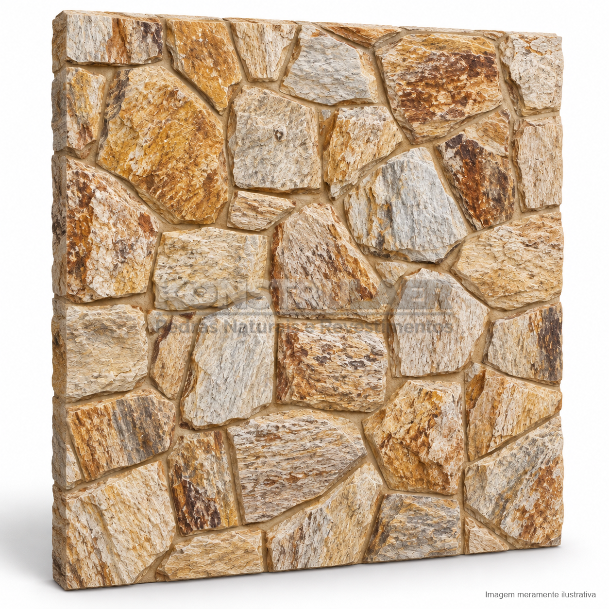 Pedra Madeira Amarela Orgânica — perspectiva 3D